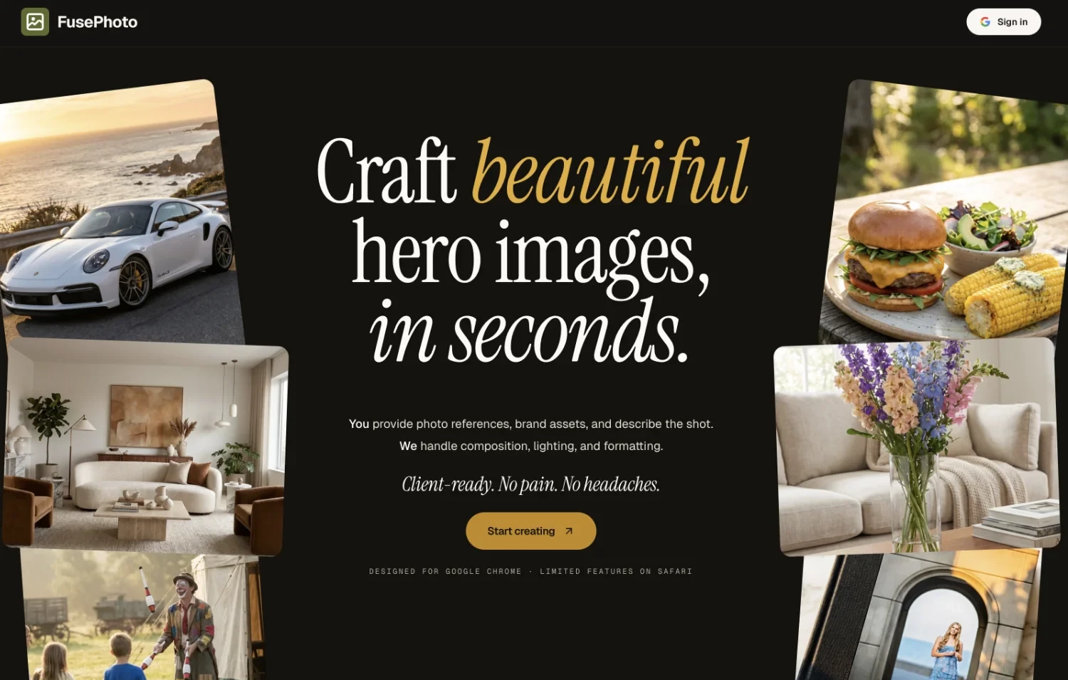 FusePhoto — AI-powered hi-res photo generator for brand assets